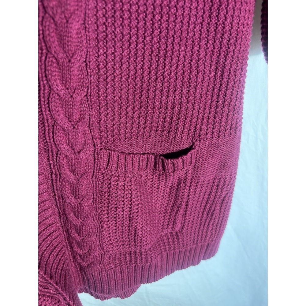 Leo & Nicole Cardigan Sweater Maroon Size Large G25 - Picture 3 of 5